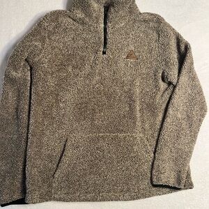 Men's Half-Zip Sherpa Pullover Sweater in Taupe